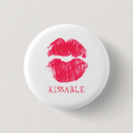 Kissable Lips Rode Lipstick Kisses Valentijnsdag Ronde Button 3,2 Cm