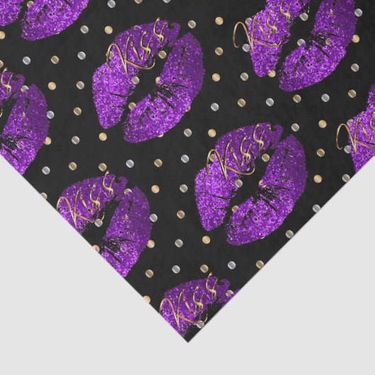 Kissable Paars Glitter Lips Tissuepapier (Detail)