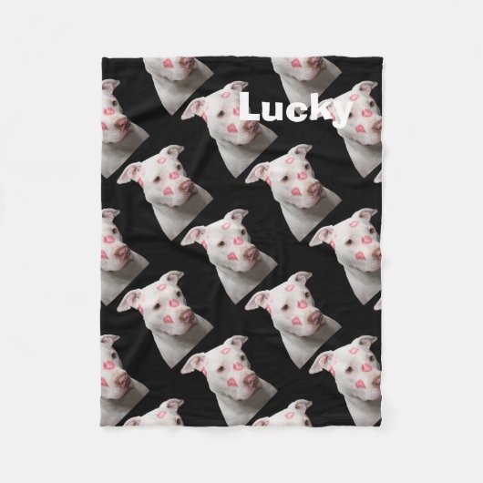 Kissable Pit Bull Fleece Deken (Voorkant)