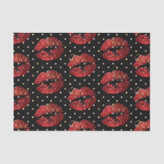 Kissable Red Glitter Lips Tissuepapier (Voorkant)