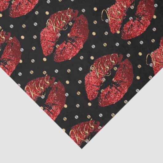 Kissable Red Glitter Lips Tissuepapier (Detail)
