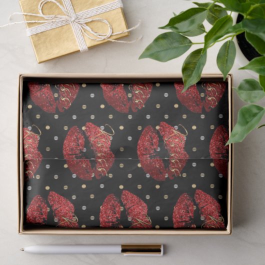 Kissable Red Glitter Lips Tissuepapier (Geschenk)