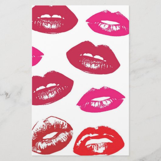 Kissbare lips (zogende lips, rode en roze lipstick briefpapier (Voorkant)
