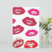 Kissbare lips (zogende lips, rode en roze lipstick briefpapier (Staand voorkant)