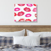Kissbare lips (zogende lips, rode en roze lipstick canvas afdruk (Insitu (Slaapkamer))