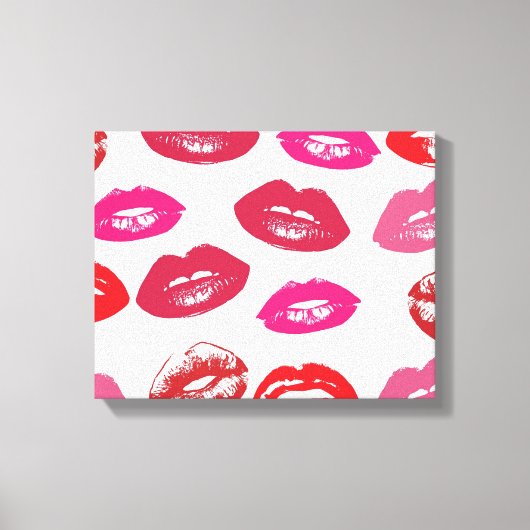 Kissbare lips (zogende lips, rode en roze lipstick canvas afdruk (Voorkant)
