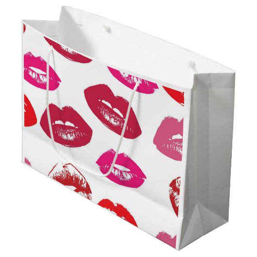 Kissbare lips (zogende lips, rode en roze lipstick groot cadeauzakje (Voorkant Gekanteld)
