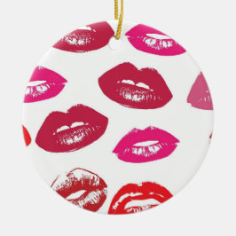 Kissbare lips (zogende lips, rode en roze lipstick keramisch ornament