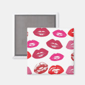 Kissbare lips (zogende lips, rode en roze lipstick magneet (Voorkant / Achterkant)