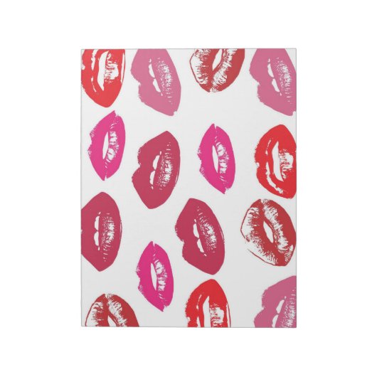 Kissbare lips (zogende lips, rode en roze lipstick notitieblok (Linkerzijde)