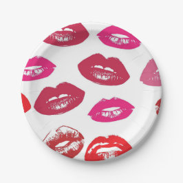 Kissbare lips (zogende lips, rode en roze lipstick papieren bordje