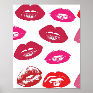 Kissbare lips (zogende lips, rode en roze lipstick poster
