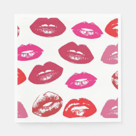 Kissbare lips (zogende lips, rode en roze lipstick servet