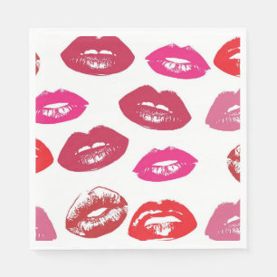 Kissbare lips (zogende lips, rode en roze lipstick servet