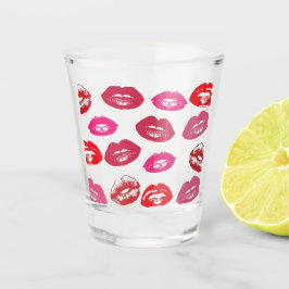 Kissbare lips (zogende lips, rode en roze lipstick shot glas