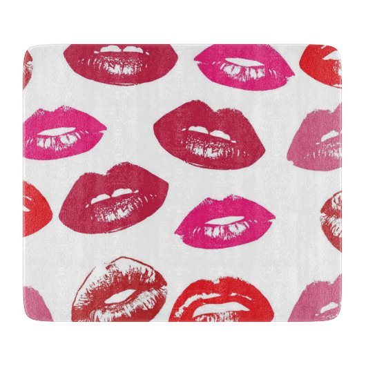 Kissbare lips (zogende lips, rode en roze lipstick snijplank (Voorkant)