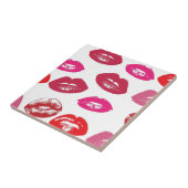 Kissbare lips (zogende lips, rode en roze lipstick tegeltje (Zijkant)