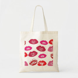 Kissbare lips (zogende lips, rode en roze lipstick tote bag