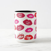 Kissbare lips (zogende lips, rode en roze lipstick tweekleurige koffiemok (Center)