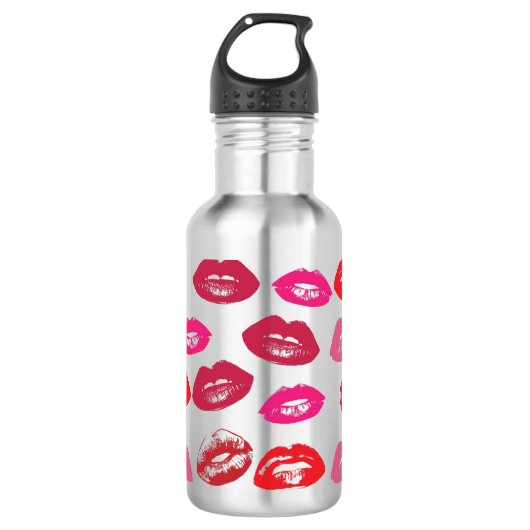 Kissbare lips (zogende lips, rode en roze lipstick waterfles  (Voorkant)