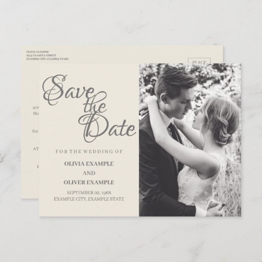 Kissend bruiloft in monochroom briefkaart (Voorkant / Achterkant)