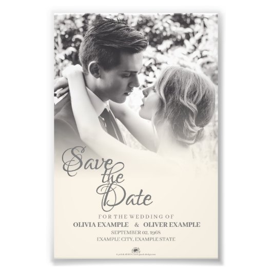 Kissend bruiloft in monochroom foto afdruk (Voorkant)