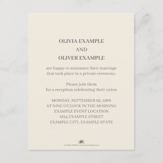 Kissend bruiloft in monochroom informatiekaartje (Achterkant)