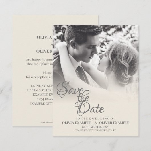 Kissend bruiloft in monochroom kaart (Voorkant / Achterkant)