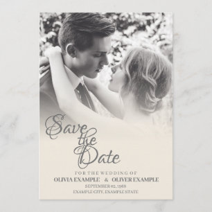 Kissend bruiloft in monochroom programmakaart