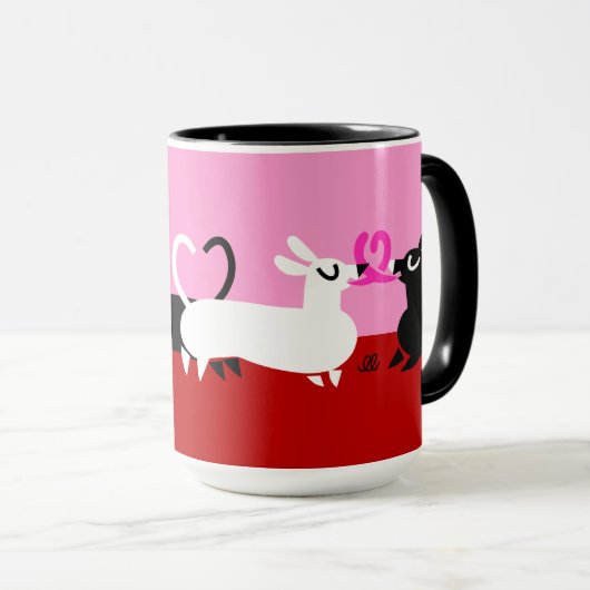 Kissend Canines 15 oz. Valentijn Mok (Voorkant rechts)