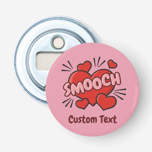Kissend Comic Sound Effect Button Flesopener (Voorkant)