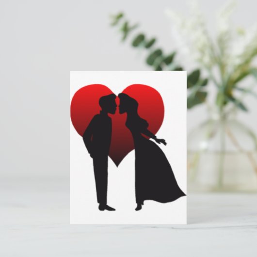 Kissend Couple Briefkaart (Staand voorkant)