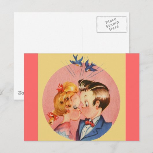 Kissend Couple Briefkaart (Voorkant / Achterkant)