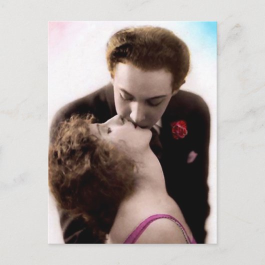 Kissend Couple Frans Briefkaart (Voorkant)