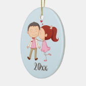 Kissend Couple  keramisch Ornament (Links)