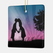 Kissend Couple Keramisch Ornament (Links)