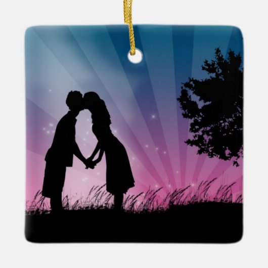 Kissend Couple Keramisch Ornament (Voorkant)