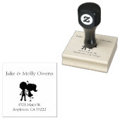 Kissend Couple Silhouette gepersonaliseerd Rubberstempel (Gestempeld)