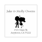 Kissend Couple Silhouette gepersonaliseerd Rubberstempel (Afrduk)