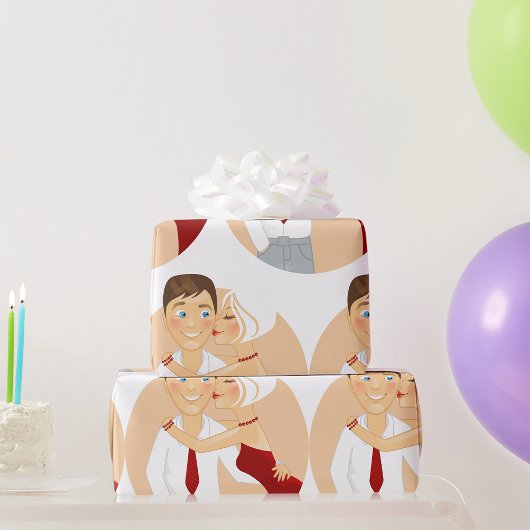 Kissend paar-omslagpapier cadeaupapier