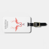 Kissend roze flamingos Mr & Mrs monogram Bagagelabel (Voorkant horizontaal)