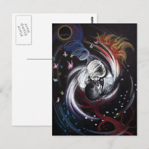 Kissend stel Yin Yang Love Surreal-tekenkunst Briefkaart