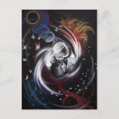 Kissend stel Yin Yang Love Surreal-tekenkunst Briefkaart (Voorkant)