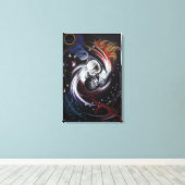 Kissend stel Yin Yang Love Surreal-tekenkunst Canvas Afdruk (Insitu (Houten vloer))