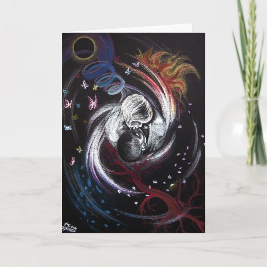 Kissend stel Yin Yang Love Surreal-tekenkunst Kaart (Voorkant)