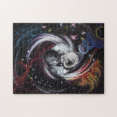 Kissend stel Yin Yang Love Surreal-tekenkunst Legpuzzel (Horizontaal)