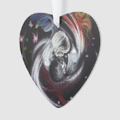 Kissend stel Yin Yang Love Surreal-tekenkunst Ornament (voorkant)