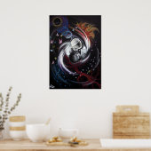 Kissend stel Yin Yang Love Surreal-tekenkunst Poster (Keuken)