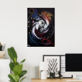 Kissend stel Yin Yang Love Surreal-tekenkunst Poster (Thuiskantoor)