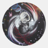 Kissend stel Yin Yang Love Surreal-tekenkunst Ronde Sticker (Voorkant)